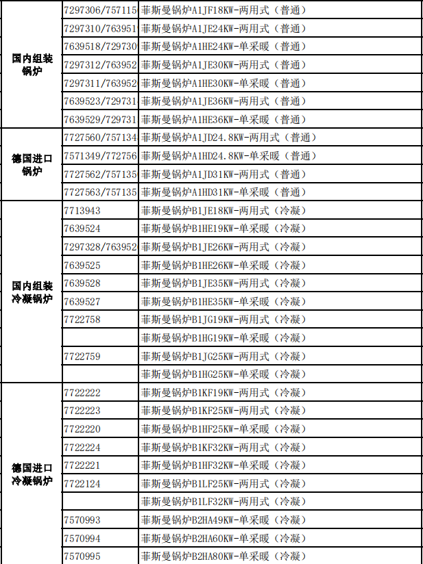菲斯曼壁掛爐型號介紹